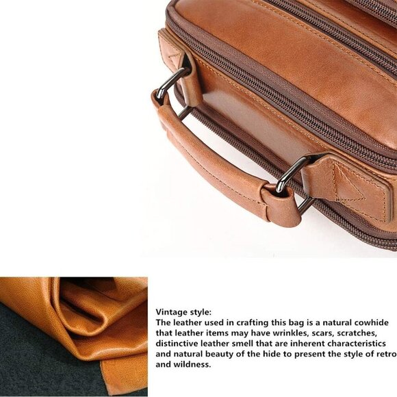 Men's Genuine Leather Messenger Shoulder Bag Handbag CrossBody Briefcase - Picture 7 of 7